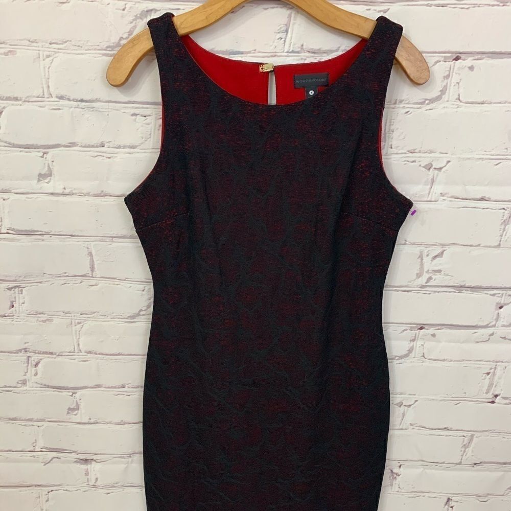 Worthington size 6 black lace/red dress
